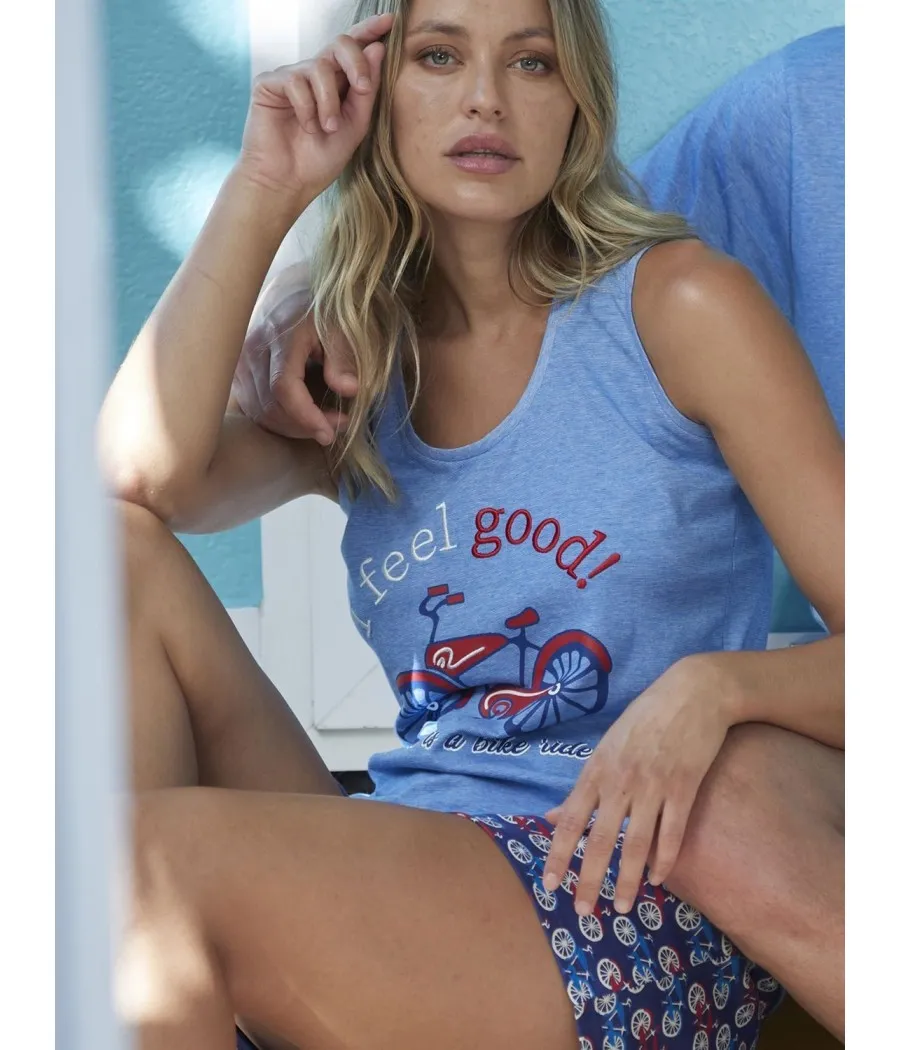 Pijama verano mujer Admas Feel Good azul algodón