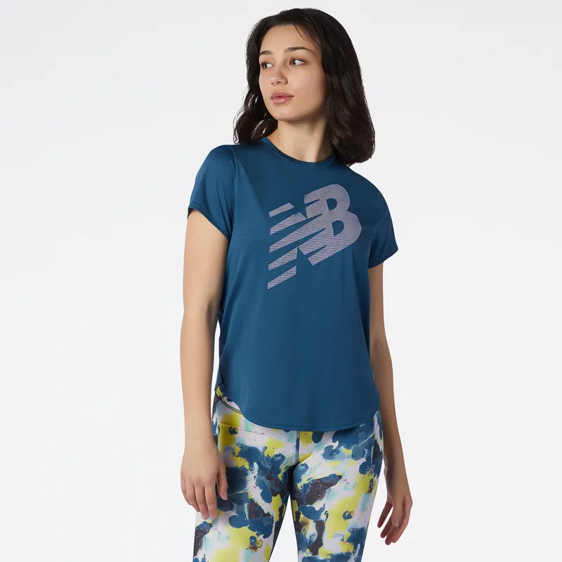 Polera Running Mujer New Balance Printed Accelerate Azul