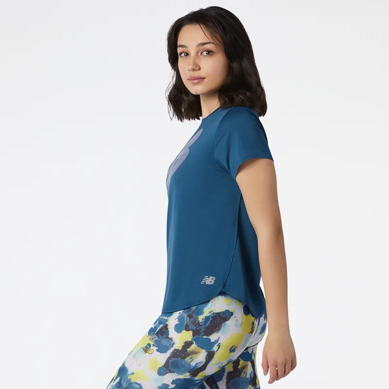 Polera Running Mujer New Balance Printed Accelerate Azul