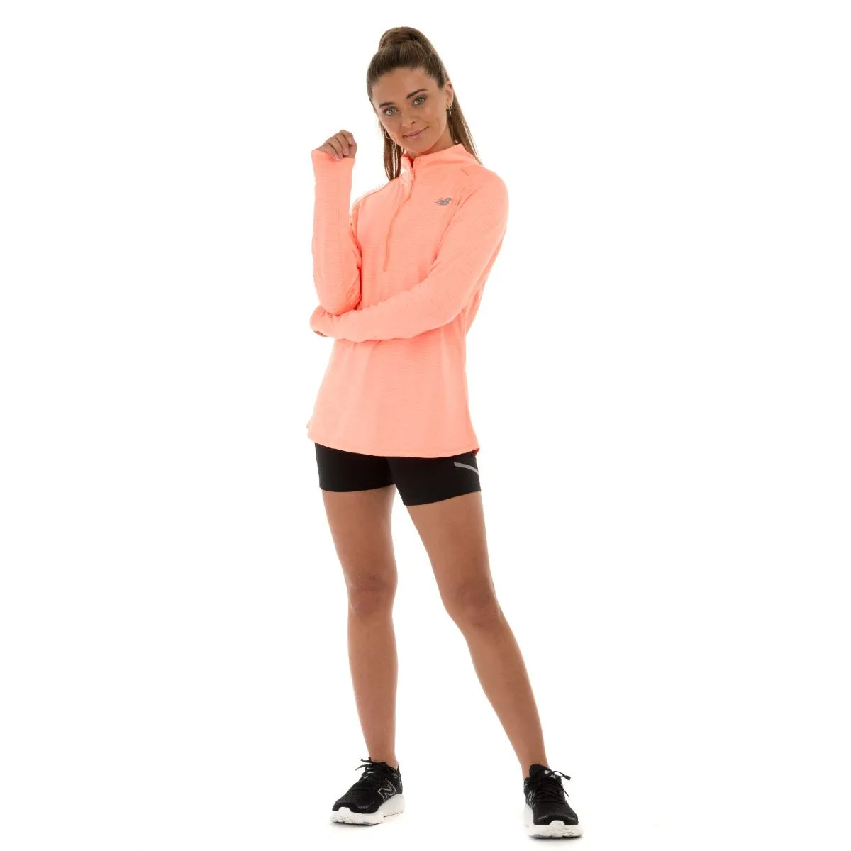  Polerón Running Mujer New Balance Quarter Zip Naranjo