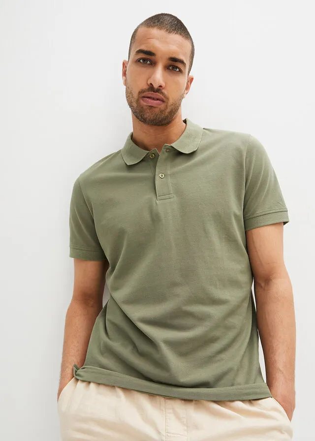 Polo de piqué de manga corta Verde oliva