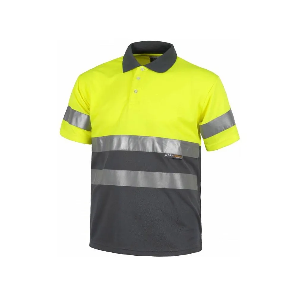 Polo manga corta combinado con bandas reflectantes