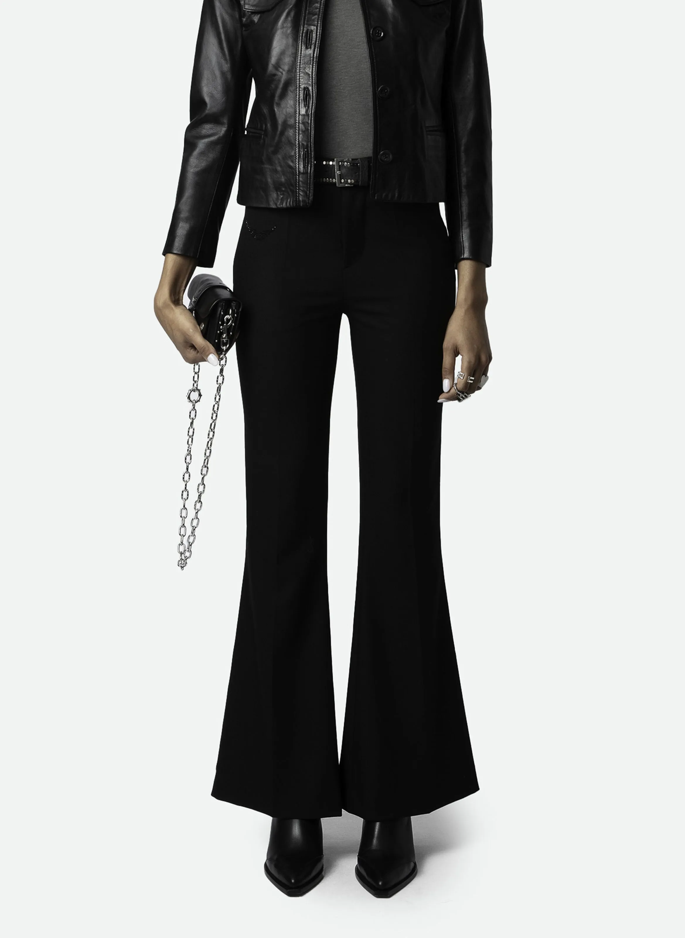 PREVY  PANTALóN RECTO DE FIBRAS RECICLADAS MEZCLADAS EN NEGRO