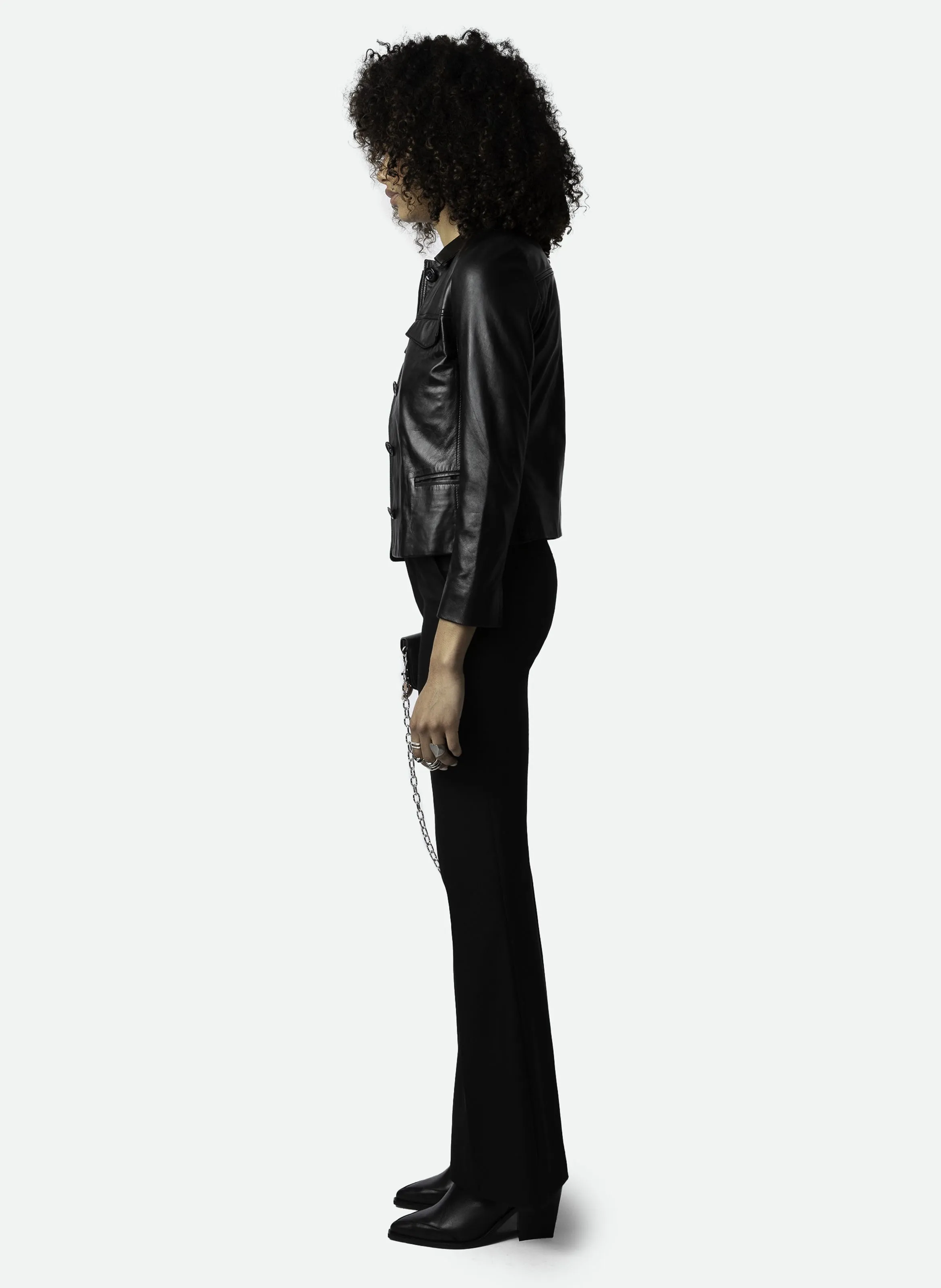PREVY  PANTALóN RECTO DE FIBRAS RECICLADAS MEZCLADAS EN NEGRO