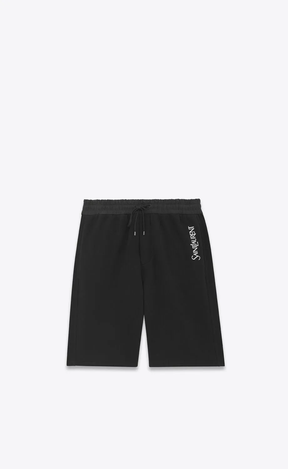 Saint Laurent Bermuda In Fleece Noir Et Naturel