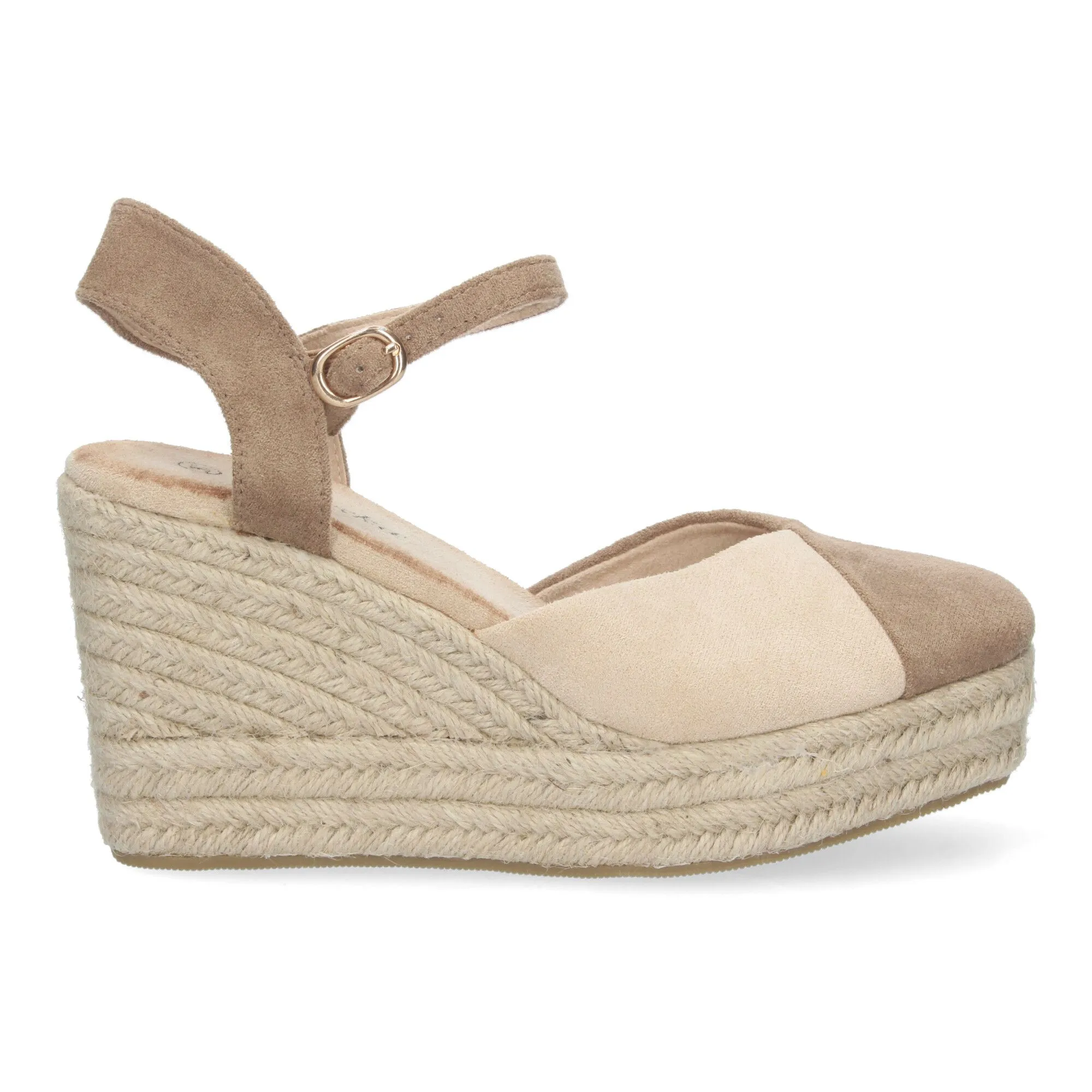 Sandalias de cuña en yute cómoda pala bicolor para mujer color beige y marron JSZ278