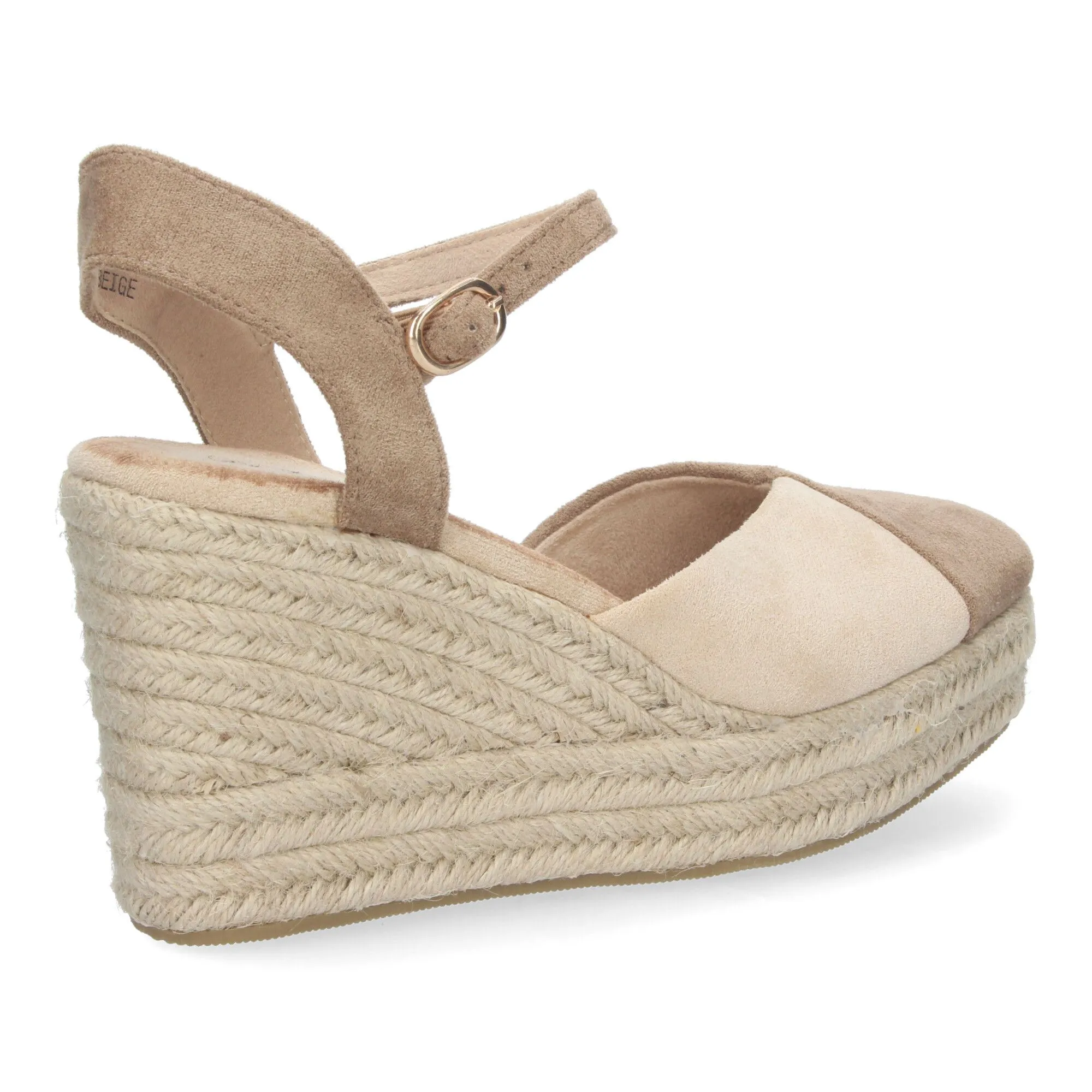 Sandalias de cuña en yute cómoda pala bicolor para mujer color beige y marron JSZ278