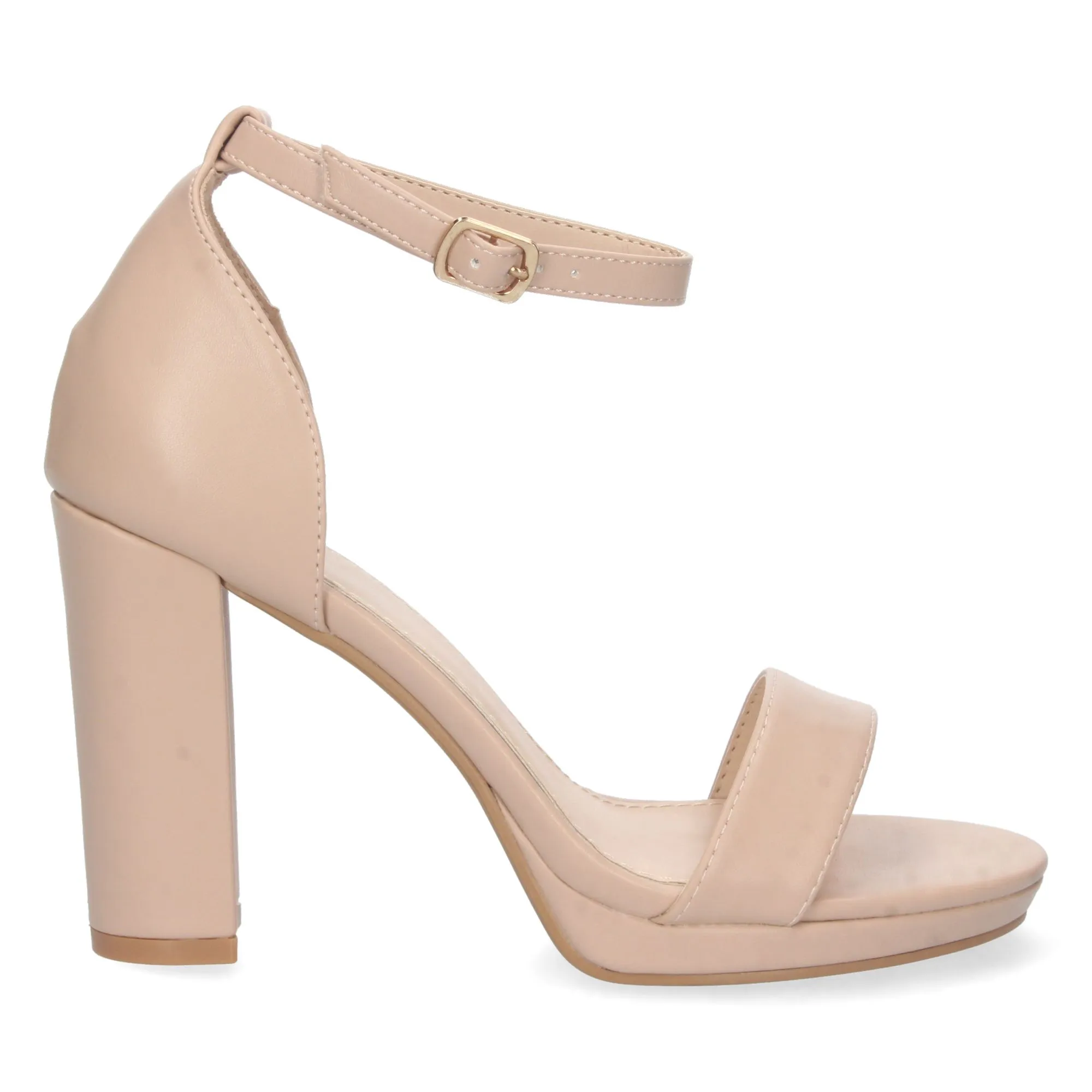 Sandalias de tacón para vestir cierre ankle strap mujer beige
