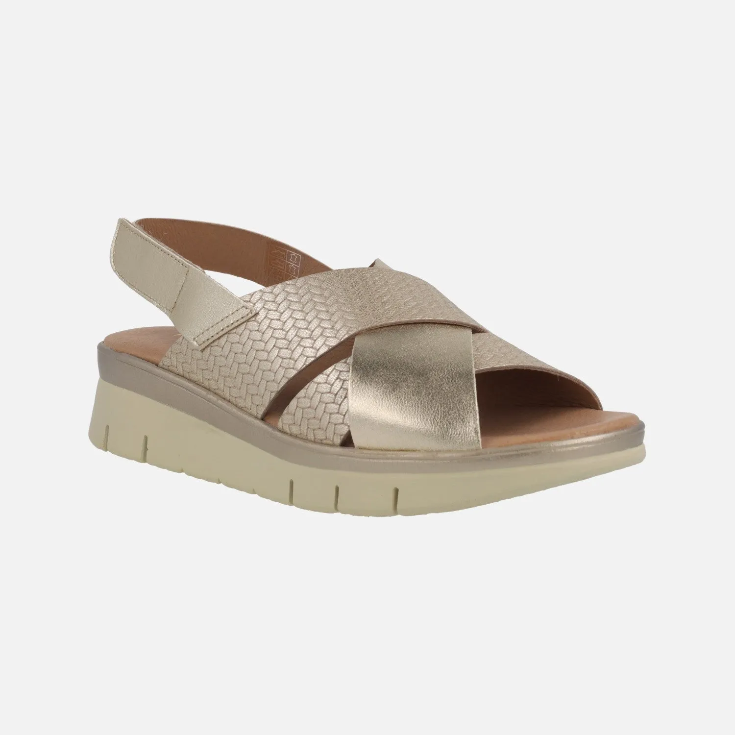 Sandalias doradas de piel con piezas efecto trenzado