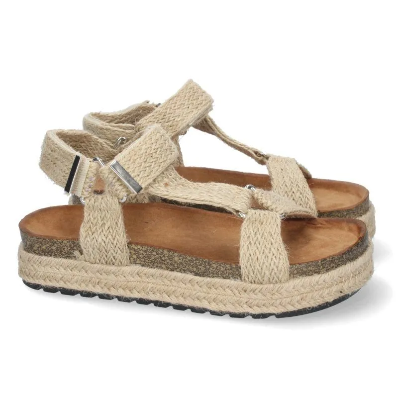 SANDALIAS PLANAS MUJER CIERRE VELCRO 1BP1607BEIGE
