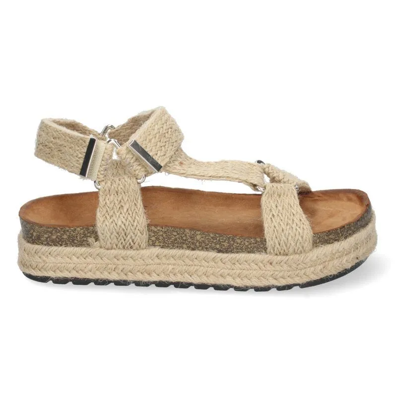 SANDALIAS PLANAS MUJER CIERRE VELCRO 1BP1607BEIGE