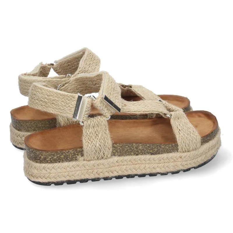 SANDALIAS PLANAS MUJER CIERRE VELCRO 1BP1607BEIGE