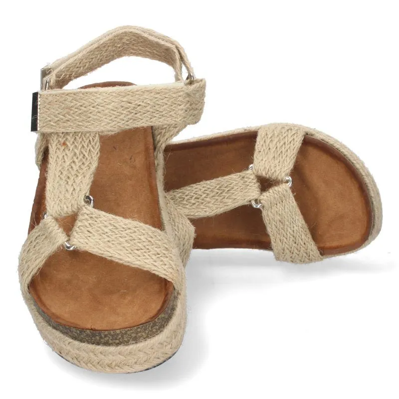 SANDALIAS PLANAS MUJER CIERRE VELCRO 1BP1607BEIGE