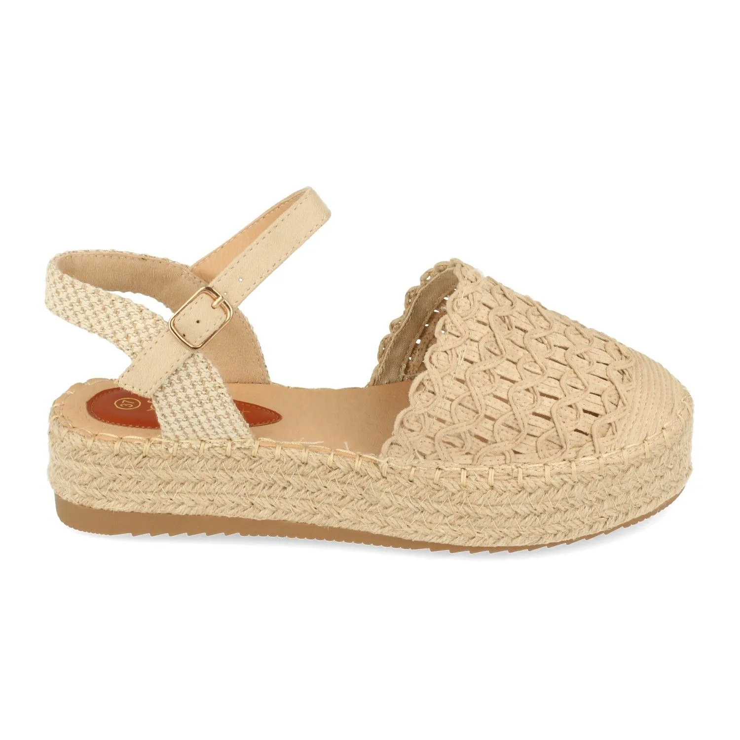 Sandalias plataforma yute con pala en rafia mujer color beige