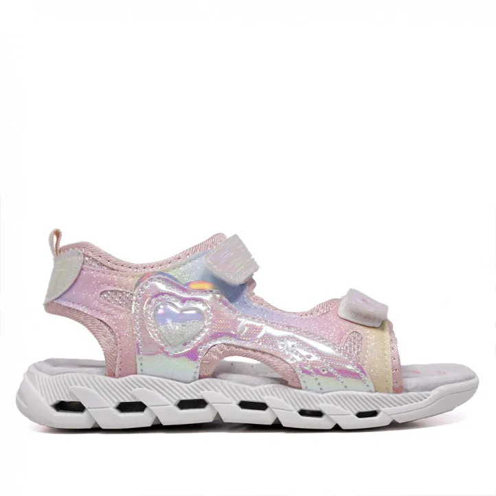 Sandalias QUETS! deportivas rosas con luces multicolor