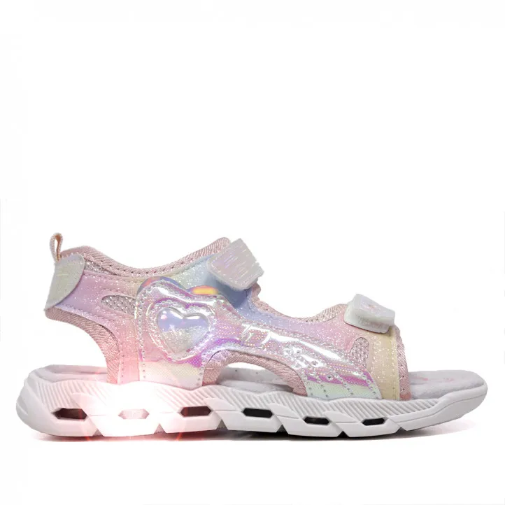 Sandalias QUETS! deportivas rosas con luces multicolor
