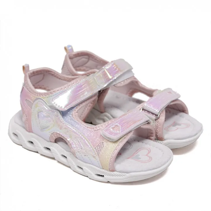 Sandalias QUETS! deportivas rosas con luces multicolor
