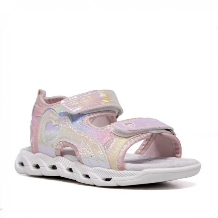 Sandalias QUETS! deportivas rosas con luces multicolor