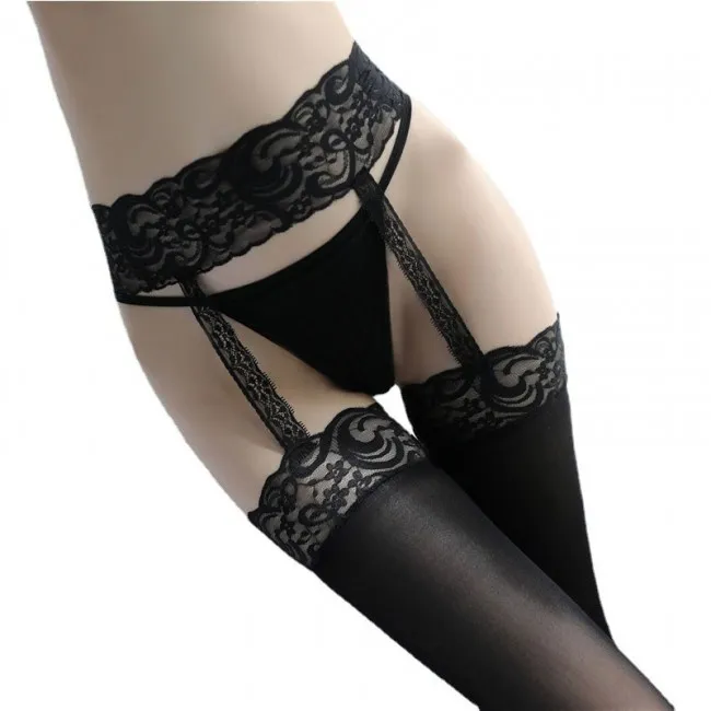 Sexy Fishnet Lace Garter Belt Thigh Mesh Perspective Women's Stockings Over The Knee Socks Gift For Her Lingerie Pantyhose Net S