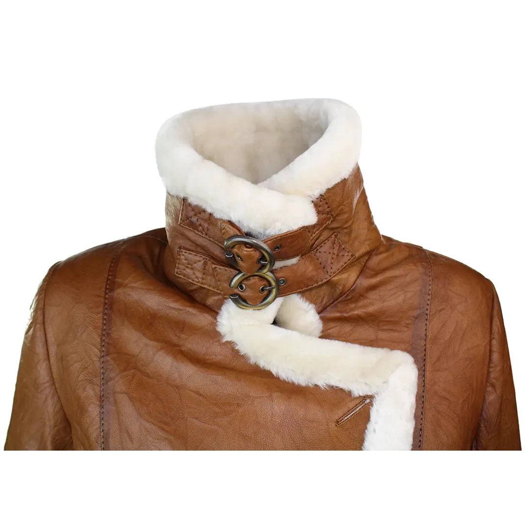 Señoras 100% cuero de oveja negra Toscana Chaqueta Abrigo Chaqueta militar Estilo Cinturón Negro