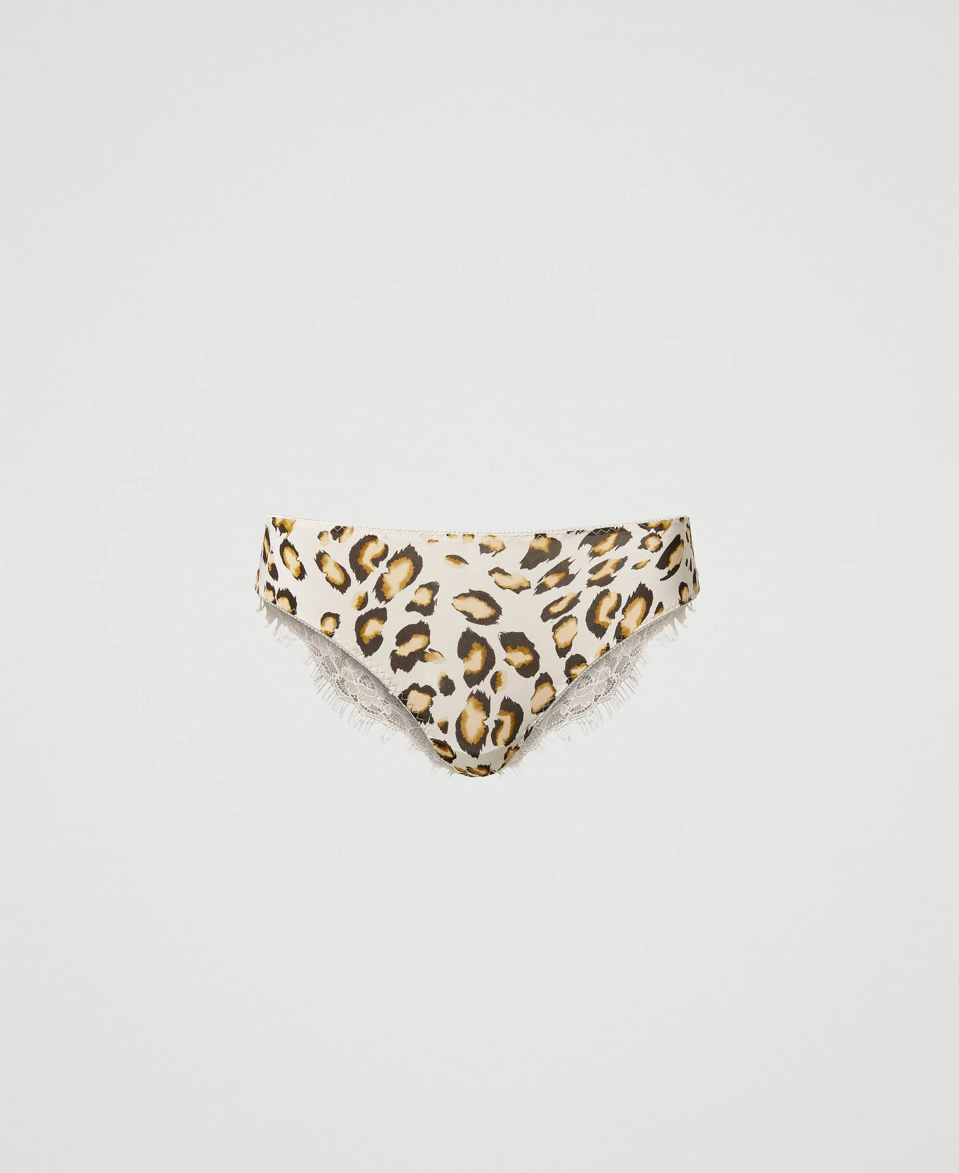 Slip en satin animalier avec dentelle