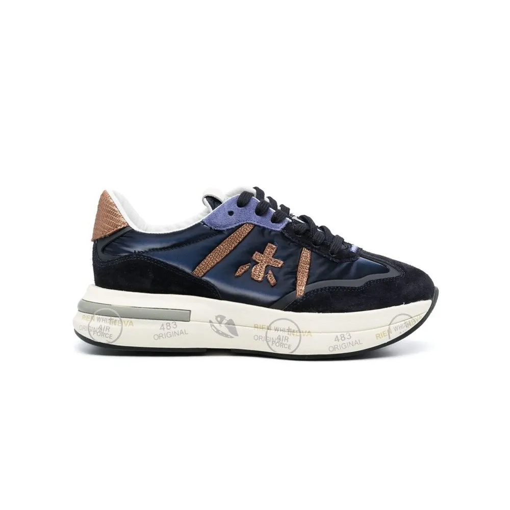 Sneakers de Piel Premiata CASSIE 6473 Color Marino/Bronce