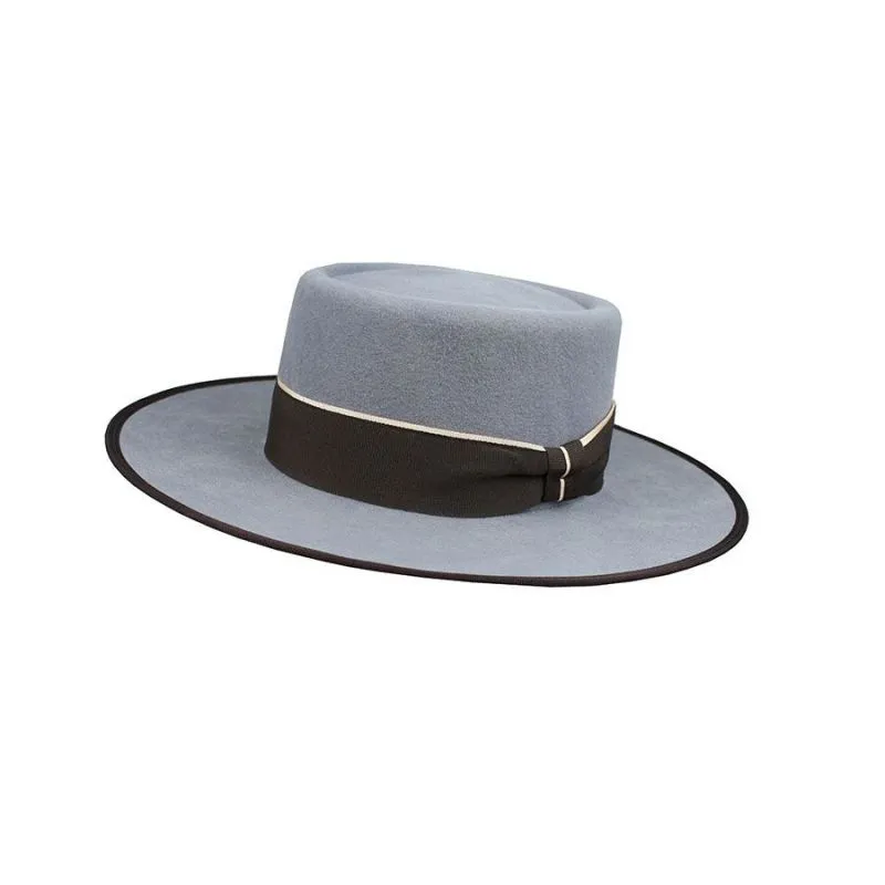 Sombrero garrocha gris cinta marrón