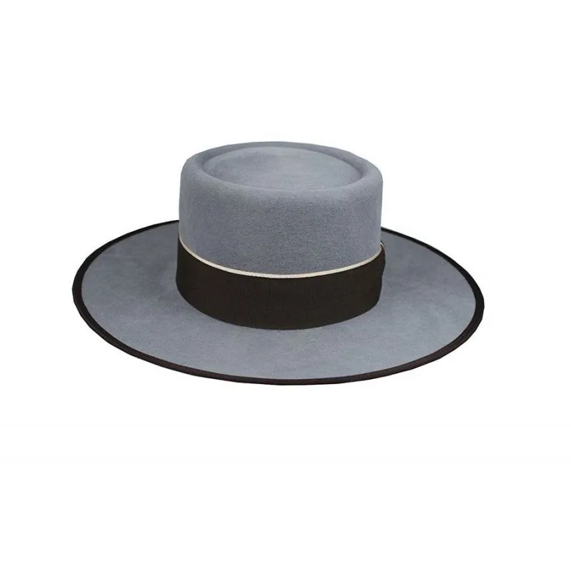 Sombrero garrocha gris cinta marrón