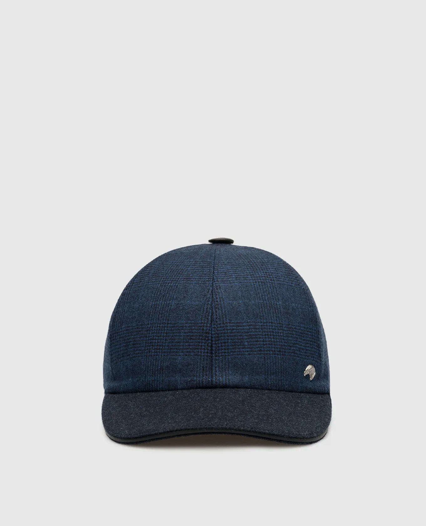 Stefano Ricci Blue checked wool and cashmere cap