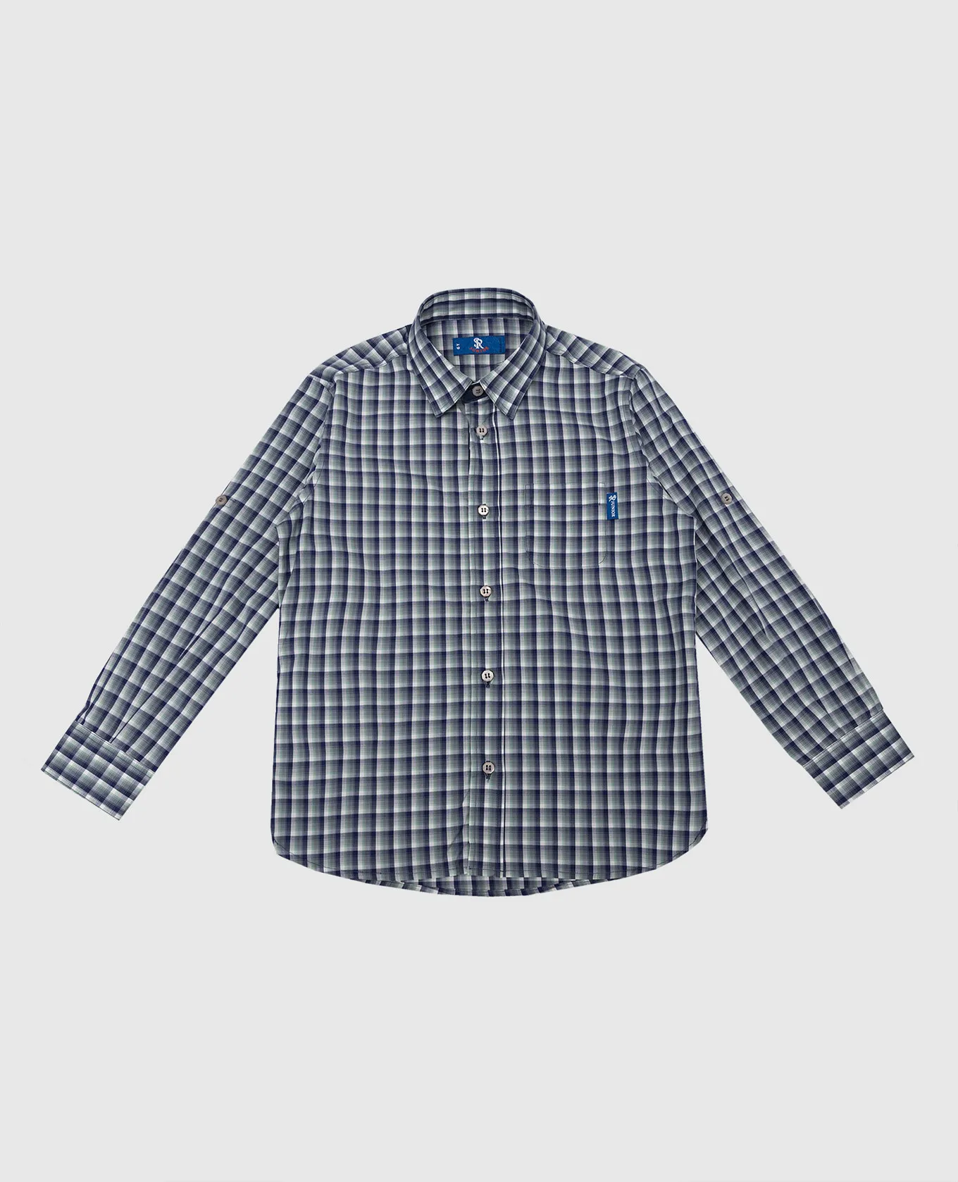 Stefano Ricci Children's blue checked shirt