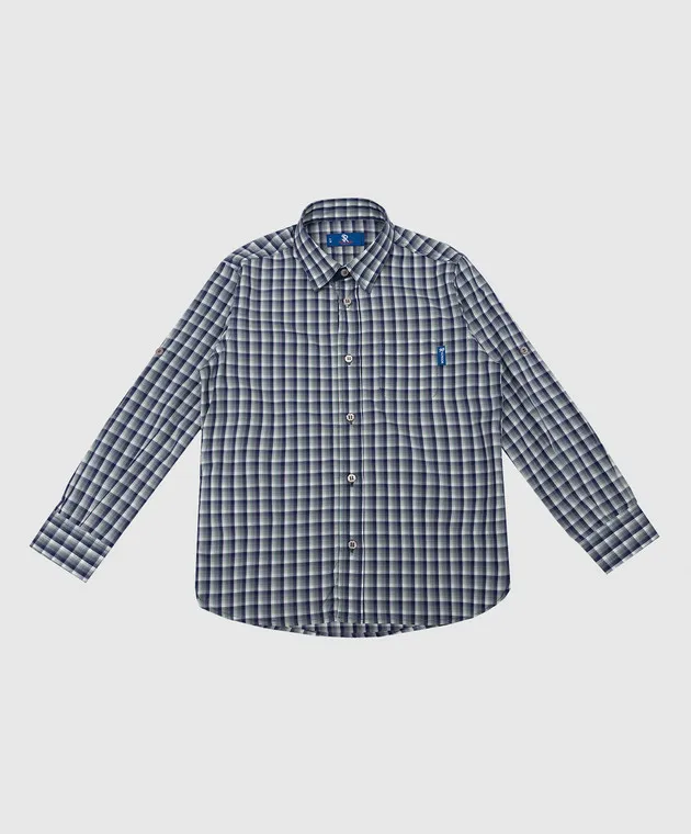 Stefano Ricci Children's blue checked shirt