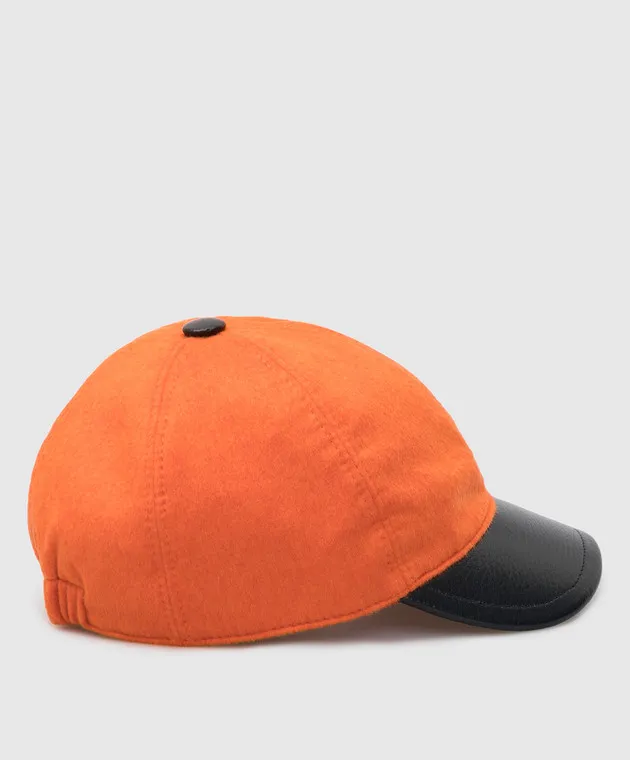 Stefano Ricci Monogram children's orange wool and leather cap