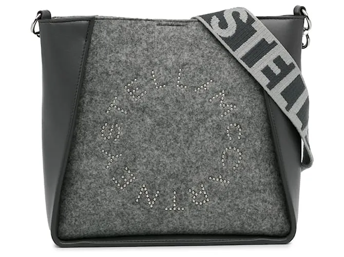 Stella Mc Cartney Stella McCartney Bandolera gris con logo de fieltro ecológico 