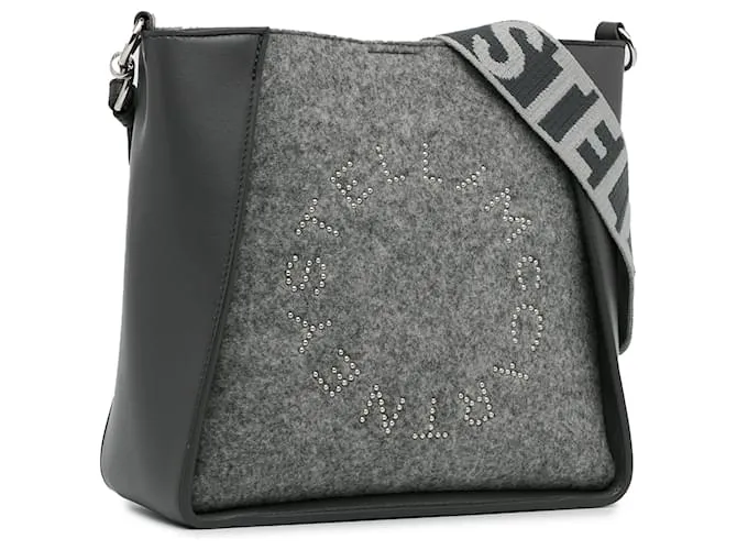 Stella Mc Cartney Stella McCartney Bandolera gris con logo de fieltro ecológico 