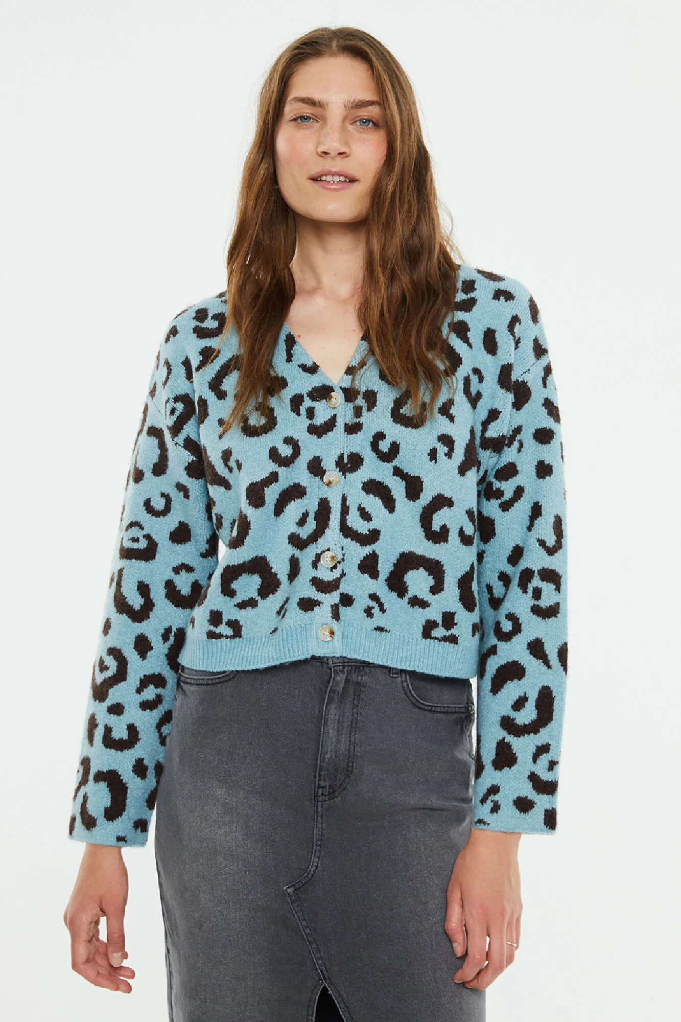 Systemaction Cárdigan recto jacquard animal print