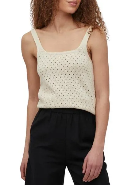 Top Vila Visibile Calado Beige Para Mujer