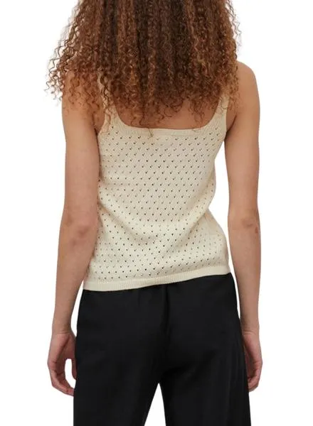 Top Vila Visibile Calado Beige Para Mujer