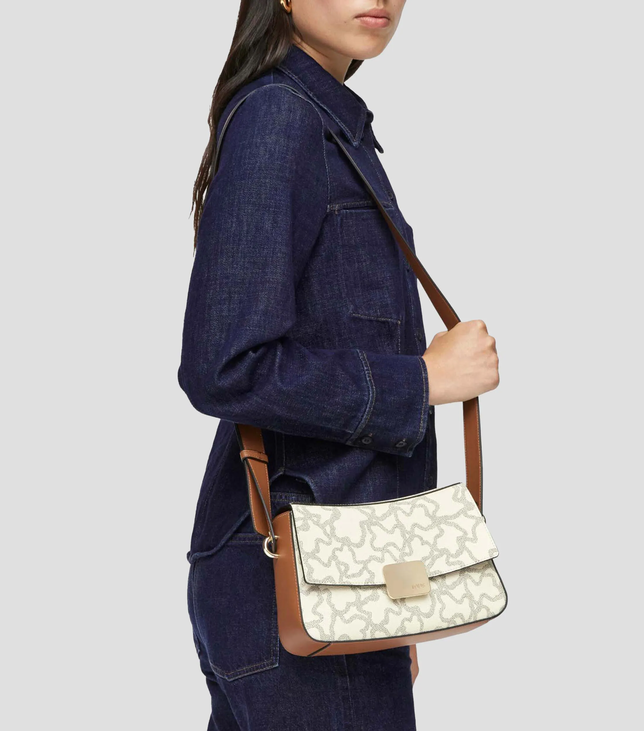 Tous Bolso crossbody beige Kaos Icon monogram Mujer