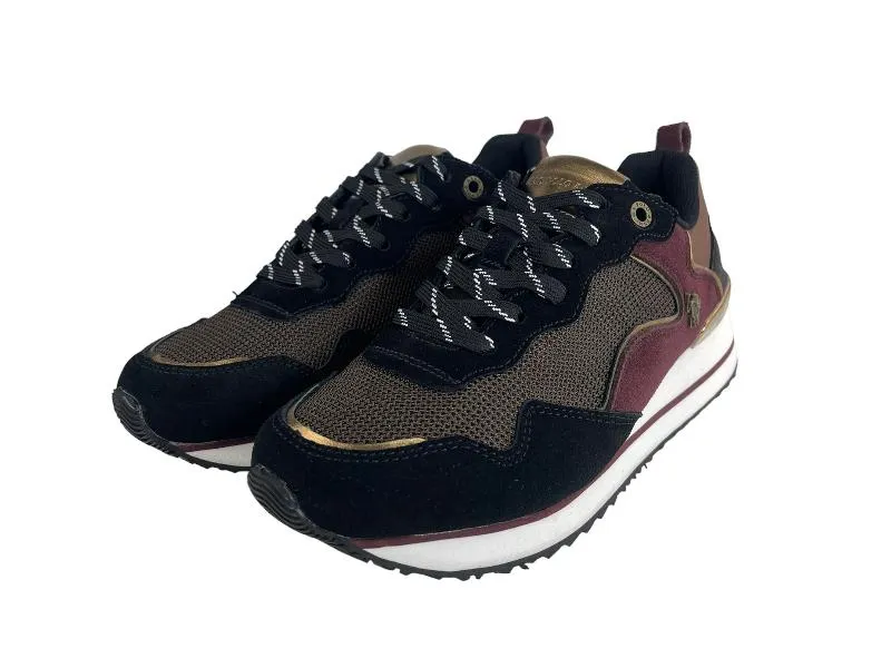U.S.POLO ASSN. | SNEAKERS (ZAPATILLAS) DE MUJER PIEL Y TEXTIL TONOS BERENJENA Y NEGROS MICHIGAN