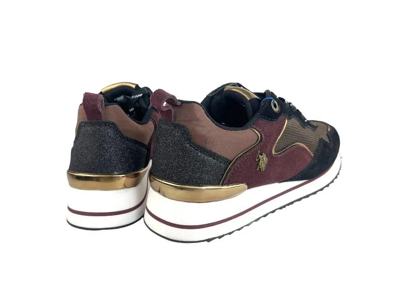 U.S.POLO ASSN. | SNEAKERS (ZAPATILLAS) DE MUJER PIEL Y TEXTIL TONOS BERENJENA Y NEGROS MICHIGAN