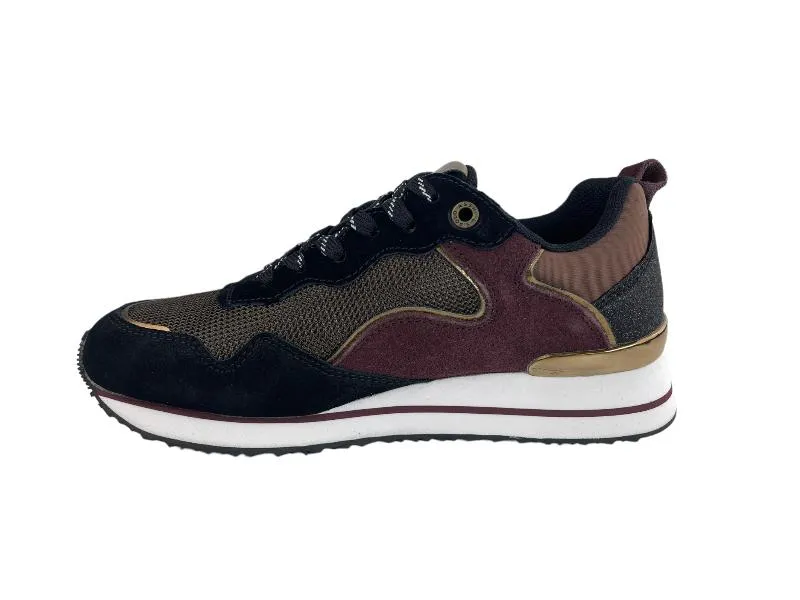 U.S.POLO ASSN. | SNEAKERS (ZAPATILLAS) DE MUJER PIEL Y TEXTIL TONOS BERENJENA Y NEGROS MICHIGAN
