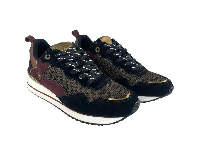 U.S.POLO ASSN. | SNEAKERS (ZAPATILLAS) DE MUJER PIEL Y TEXTIL TONOS BERENJENA Y NEGROS MICHIGAN
