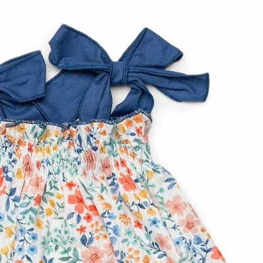 Vestido bebé Juliana azul estampado flores