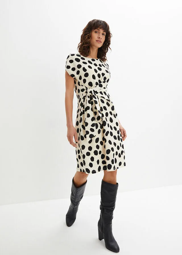 VESTIDO DE ALGODóN GRIS GUIJARRONEGRO ESTAMPADO
