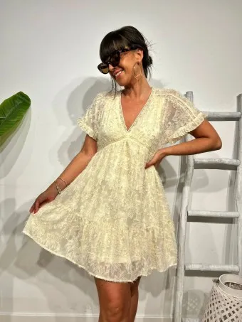 Vestido Encaje KALIMBEY Beige