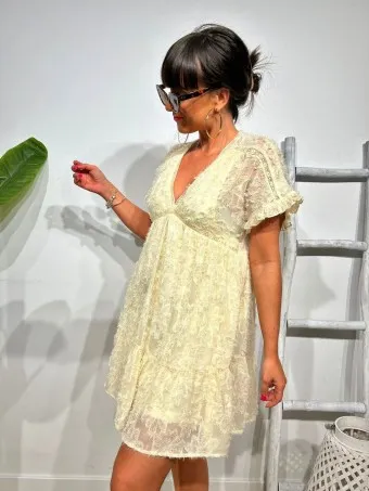 Vestido Encaje KALIMBEY Beige