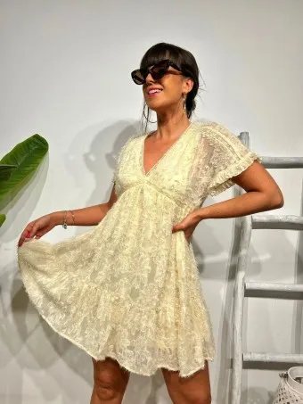 Vestido Encaje KALIMBEY Beige