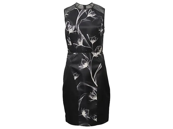 VESTIDO SHEATH CON ESTAMPADO FLORAL XRAY DE JASON WU EN SEDA NEGRA 