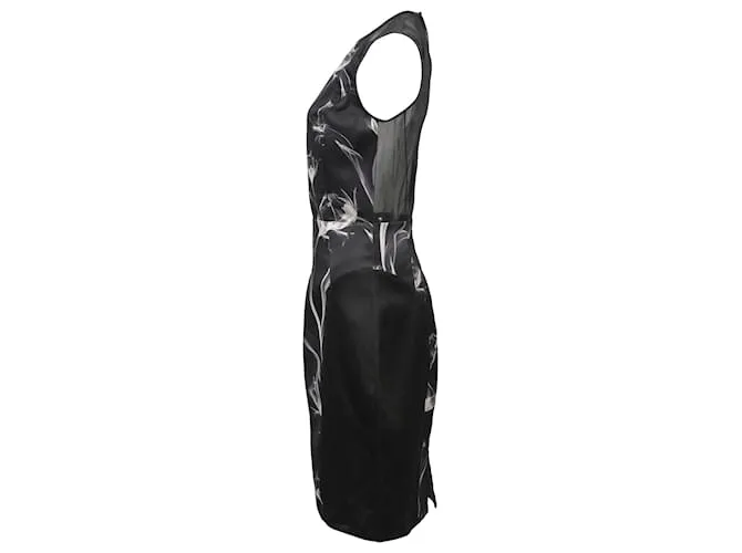 VESTIDO SHEATH CON ESTAMPADO FLORAL XRAY DE JASON WU EN SEDA NEGRA 