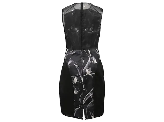 VESTIDO SHEATH CON ESTAMPADO FLORAL XRAY DE JASON WU EN SEDA NEGRA 